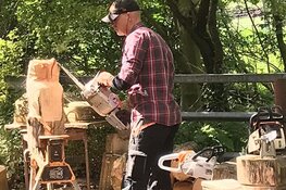 Houtkunstenaar in rundveemuseum op zondag 16 augustus