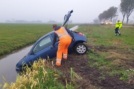 Bestuurster verliest macht over het stuur een belandt in sloot in Hoogwoud